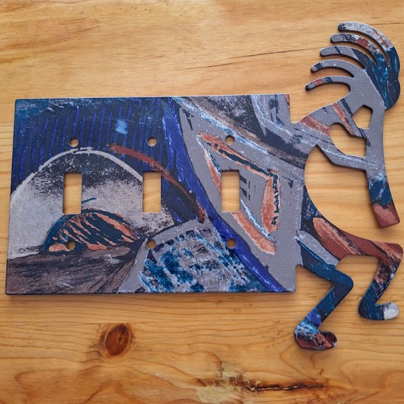Lazart Productions Inc Other - Lazart Productions Inc Kokopelli Artisan Reversible Metal 3-lightswtitch Plate